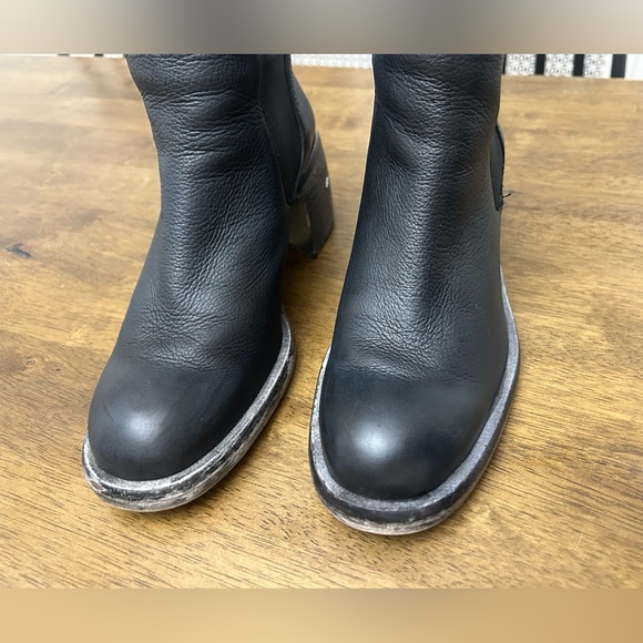 Free People Black Leather Chelsea Ankle Boots Block Heel 39EU (US 8-8.5) - Picture 10 of 13